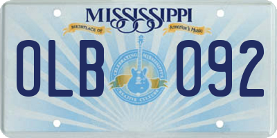 MS license plate OLB092