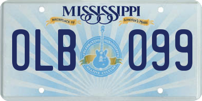 MS license plate OLB099
