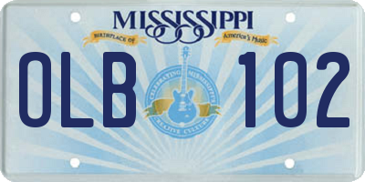 MS license plate OLB102