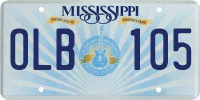MS license plate OLB105