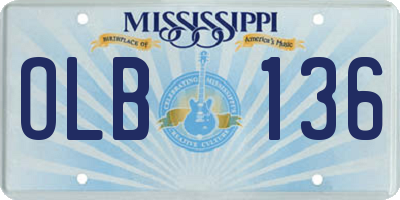 MS license plate OLB136
