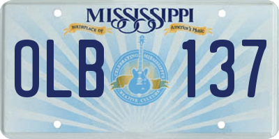MS license plate OLB137