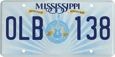 MS license plate OLB138