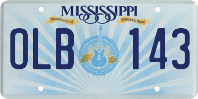 MS license plate OLB143