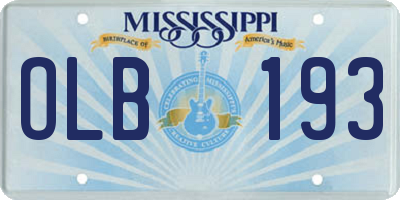MS license plate OLB193
