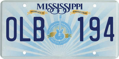 MS license plate OLB194
