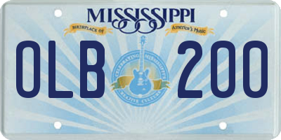 MS license plate OLB200