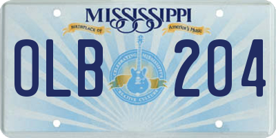 MS license plate OLB204