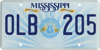 MS license plate OLB205