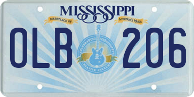 MS license plate OLB206