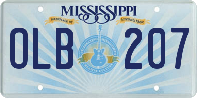 MS license plate OLB207