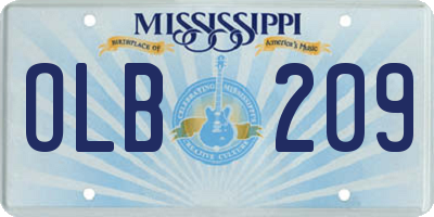 MS license plate OLB209