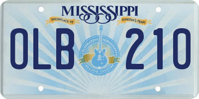 MS license plate OLB210