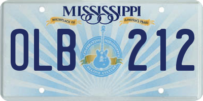 MS license plate OLB212