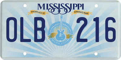 MS license plate OLB216