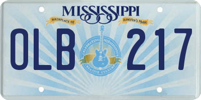 MS license plate OLB217