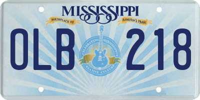 MS license plate OLB218