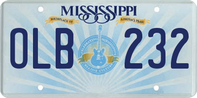 MS license plate OLB232