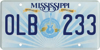 MS license plate OLB233