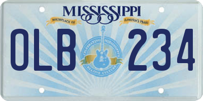 MS license plate OLB234