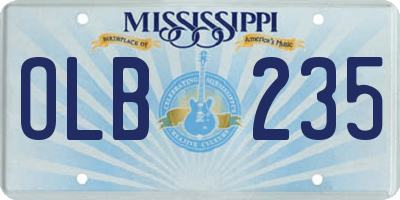 MS license plate OLB235