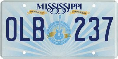 MS license plate OLB237