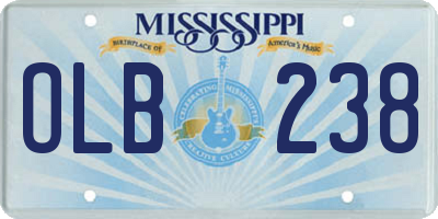 MS license plate OLB238