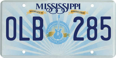 MS license plate OLB285
