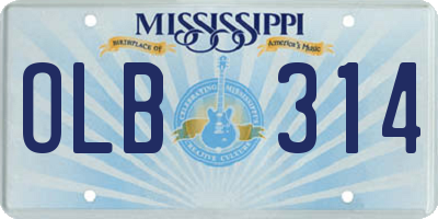 MS license plate OLB314