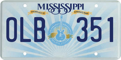 MS license plate OLB351