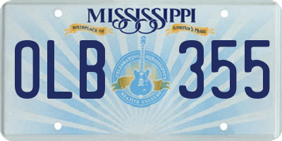 MS license plate OLB355