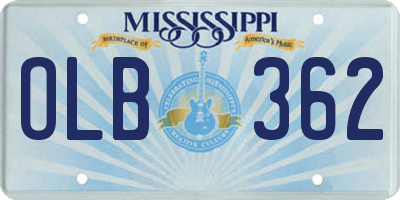 MS license plate OLB362
