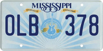 MS license plate OLB378