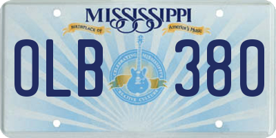 MS license plate OLB380