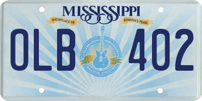 MS license plate OLB402