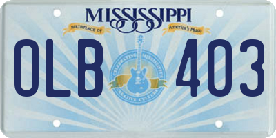 MS license plate OLB403