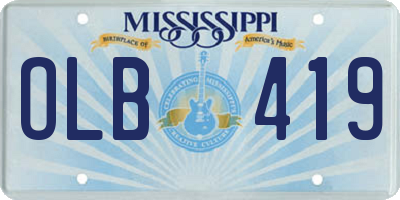 MS license plate OLB419