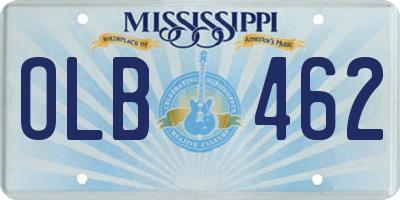 MS license plate OLB462