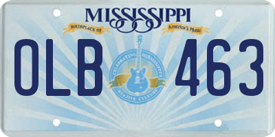 MS license plate OLB463