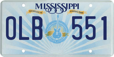 MS license plate OLB551