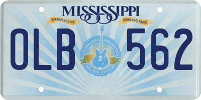 MS license plate OLB562