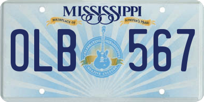 MS license plate OLB567