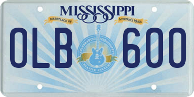 MS license plate OLB600