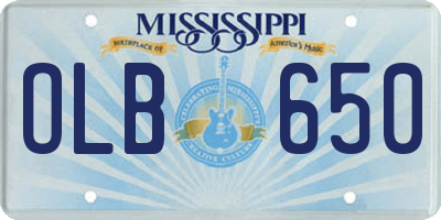 MS license plate OLB650