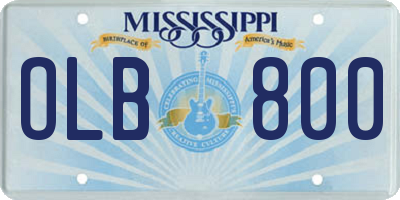 MS license plate OLB800