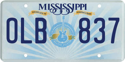 MS license plate OLB837