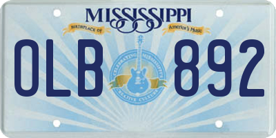 MS license plate OLB892