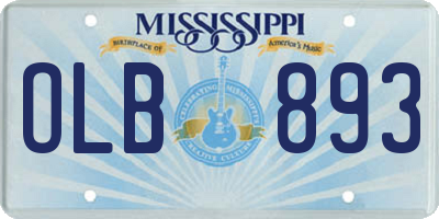 MS license plate OLB893