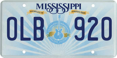 MS license plate OLB920