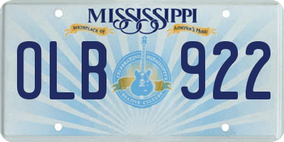MS license plate OLB922